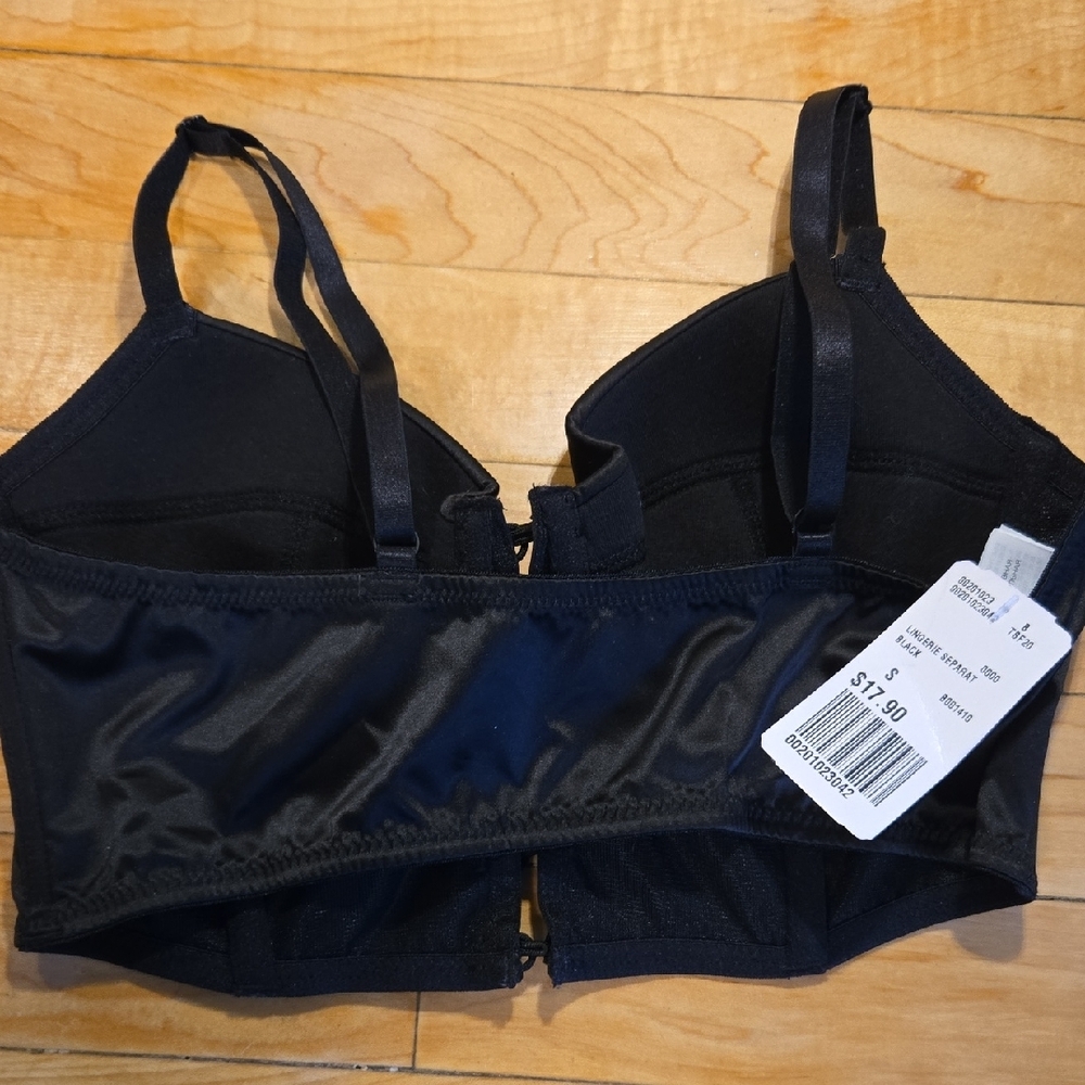Forever 21 Black Satin Bustier Bra